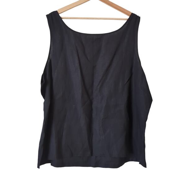 Islander Tank Womens 3X Top Linen Tropical Hawaii Hibiscus Flower Embroidered - Picture 2 of 7